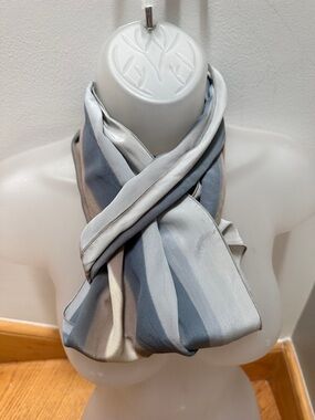 Vintage Hand-Painted Silk Scarf | Abstract Striped Artistic Oblong Scarf